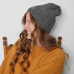 grey toque fair trade wool winter hat gray fleece-lined beanie warm ski hat